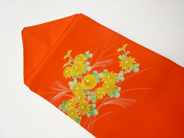 JAPANESE KIMONO / VINTAGE NAGOYA OBI / SHIOZE / CHRYSANTHEMUM